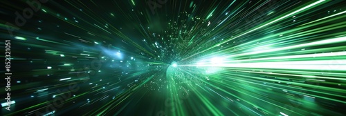 Abstract Green Light Trails in Space