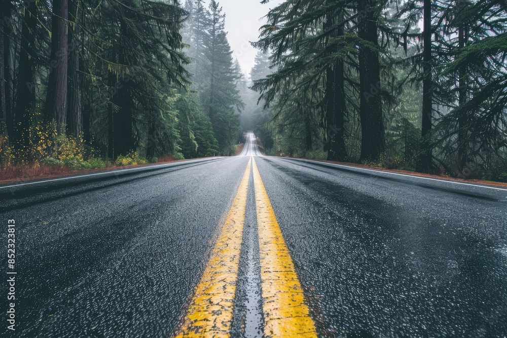 Fototapeta premium Gray Concrete Road Across Brown Valley During Daytime