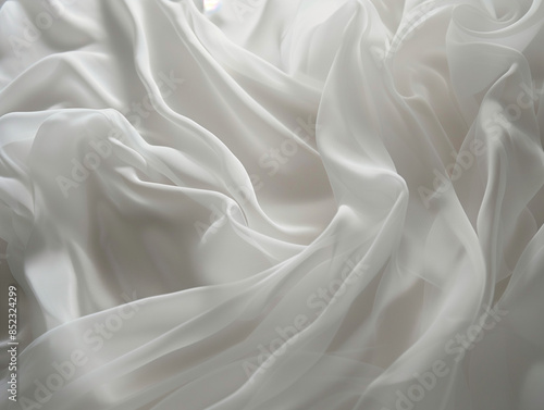 Wallpaper Mural Flowing White Chiffon Fabric: Lightweight Bridal Elegance - Close-Up Texture, Minimal Background - Soft and Airy Wedding Dress Material - High-Quality Chiffon Imagery Torontodigital.ca