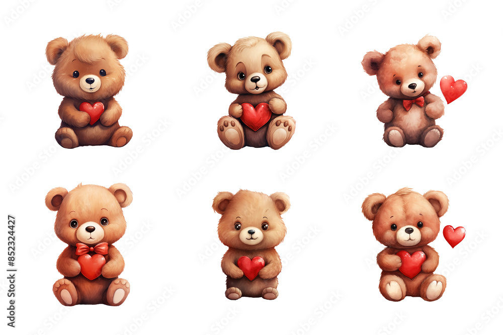 Teddy Bear hugging heart Collection Bundle Set Isolated on a Transparent Background Teddy Bear hugging heart Collection Bundle Set Isolated on a Transparent Background