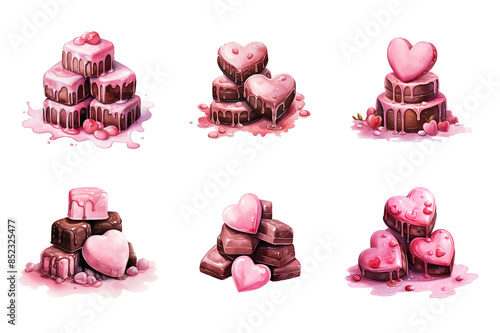 Valentine Choocolate Collection Bundle Set Isolated on a Transparent Background photo