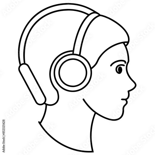 Headphone silhouette vector illustration and line art