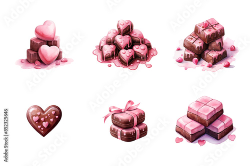 Valentine Choocolate Collection Bundle Set Isolated on a Transparent Background photo