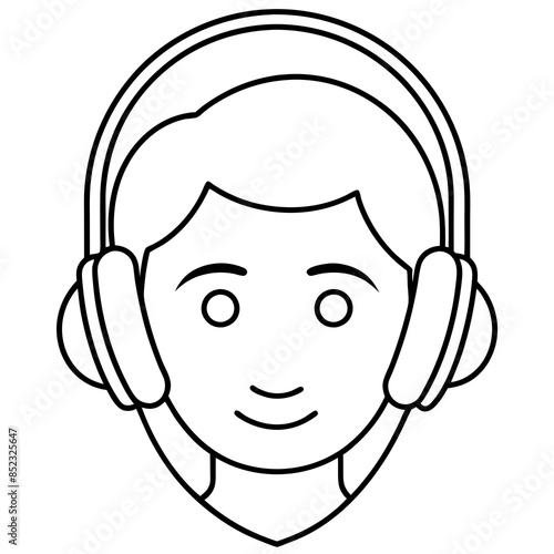 Headphone silhouette vector illustration and line art