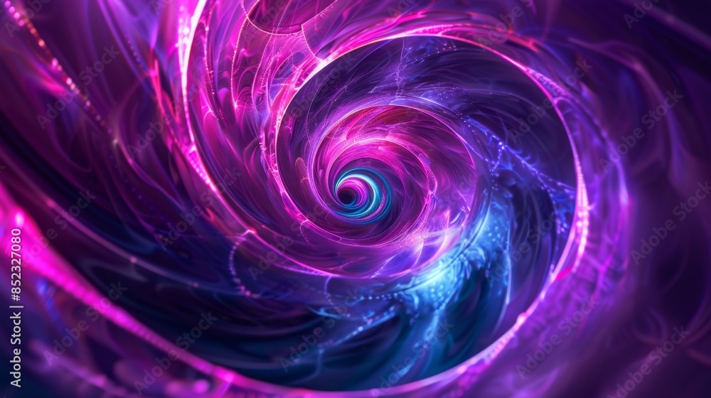 Striking neon vortex in vibrant purples and blues evokes a techno-futuristic core. Striking neon vortex in vibrant purples and blues evokes a techno-futuristic core.