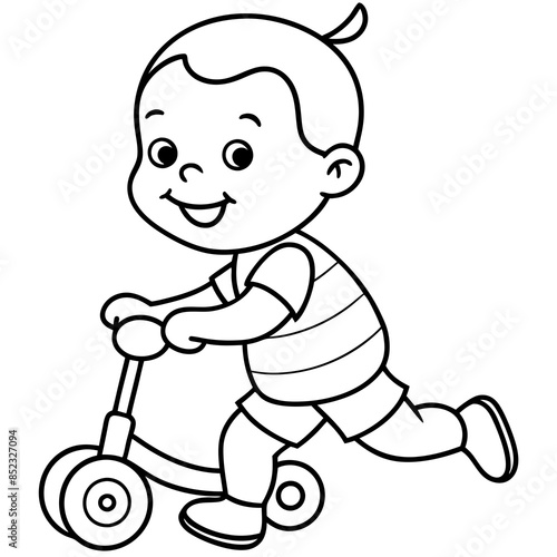 A cute baby, by cycle vector line art and illustration