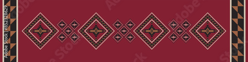 Colorful Native American runner rug pattern. Vector colorful aztec southwestern kilim geometric table runner pattern. Ethnic geometric pattern use for rug, tablecloth and other home decoration element