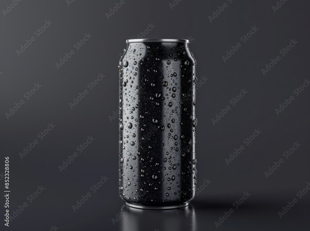 3d render of black soda can with water drops isolated on dark grey background 3d render of black soda can with water drops isolated on dark grey background