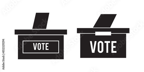voting ballot box icon set in black filled and outlined style. suitable for UI designs