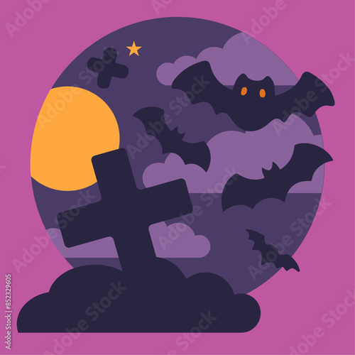 シンプルなコウモリのハロウィンコンセプトのかわいいベクターイラスト