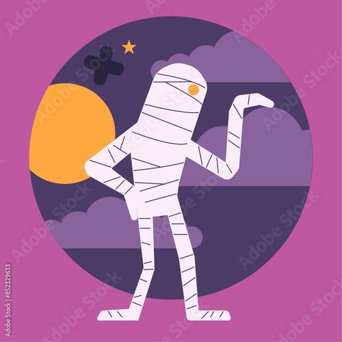 ミイラ男のハロウィンコンセプトのベクターイラスト