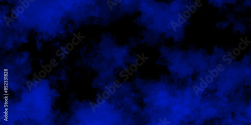 Blue grunge textured wall background. Abstract background with Navy Blue and black horror background. Textured Smoke. smoke vape rain dark blue cloud and mist or smog fog exploding canvas background