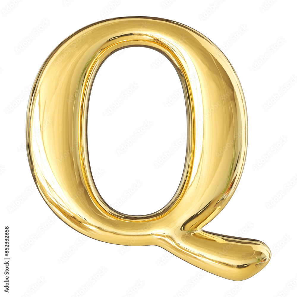 Gold 3D Font Letter Q uppercase Gold 3D Font Letter Q uppercase