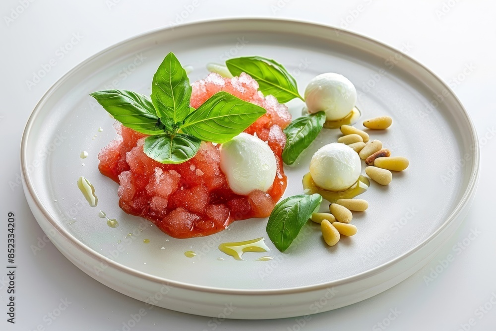 Stunning Tomato Granita with Mozzarella and Pine Nuts Stunning Tomato Granita with Mozzarella and Pine Nuts