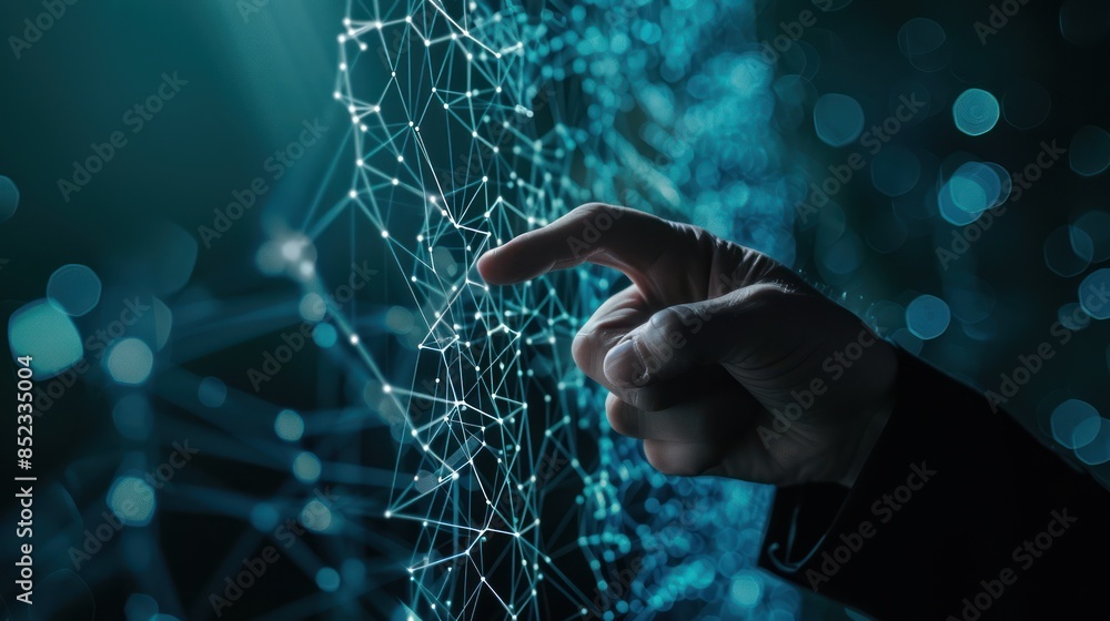Hand Interacting with a Digital Network Hand Interacting with a Digital Network