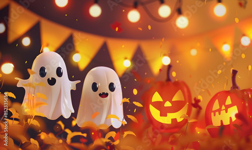 Happy Halloween With Funny Ghosts Jack o lantern