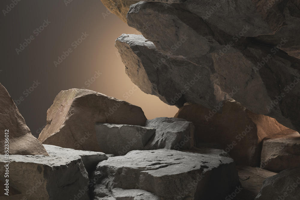 Geometric Stone and Rock shape background, minimalist mockup for podium ...