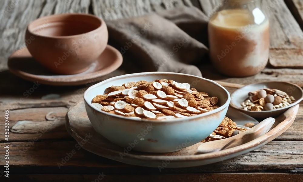 Fototapeta premium muesli with nuts and raisins