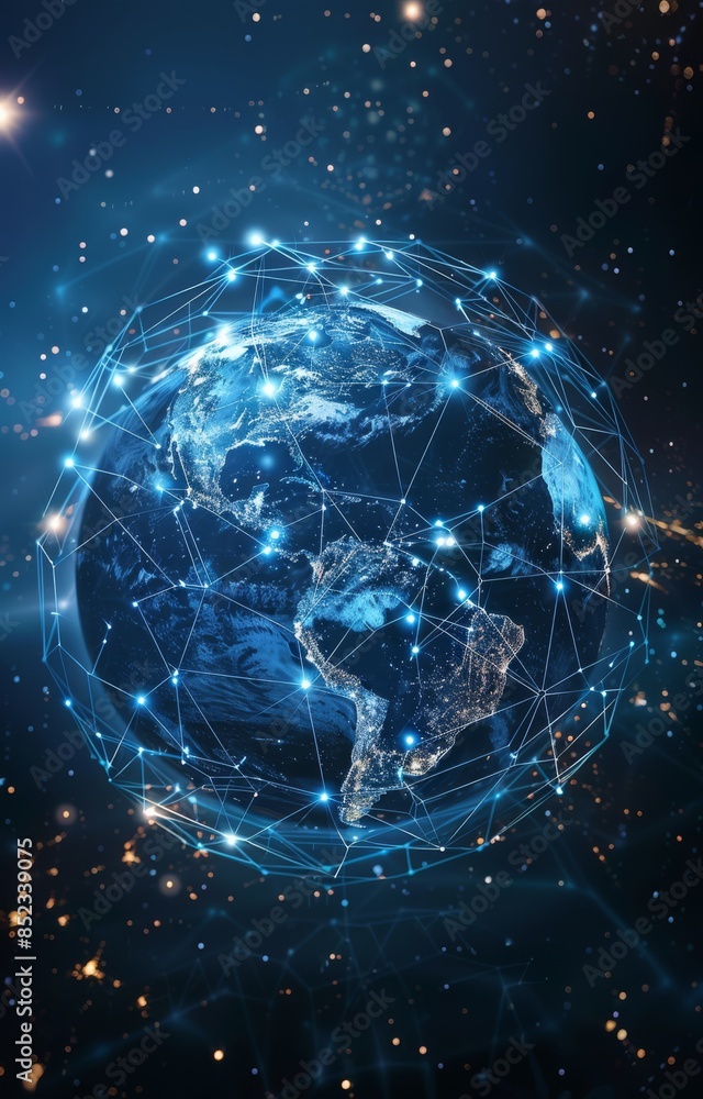 Globe with global connection lines and lights. Worldwide technology concept. Globe with global connection lines and lights. Worldwide technology concept.