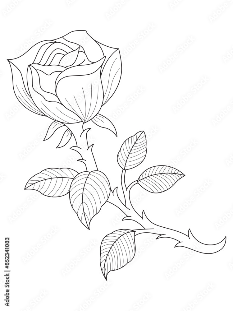 Obraz premium Tropical flower line art style vector illustration