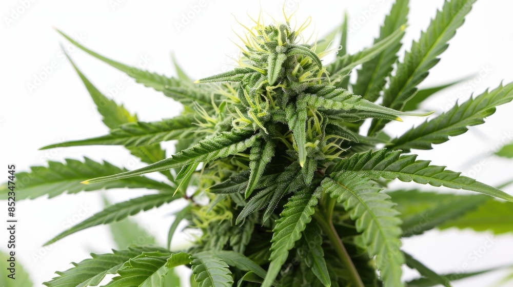 Close up of marijuana plant on a white background Close up of marijuana plant on a white background