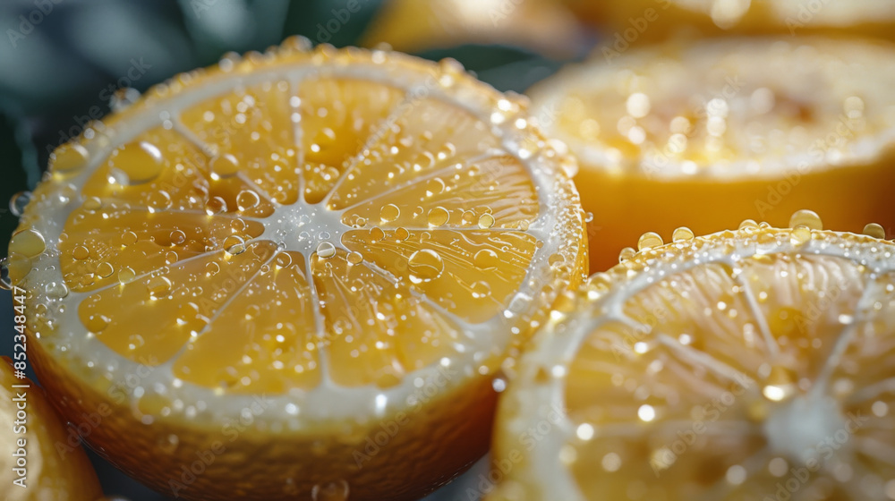 Overhead Shot of Lemons with visible Water Drops. Close up Overhead Shot of Lemons with visible Water Drops. Close up