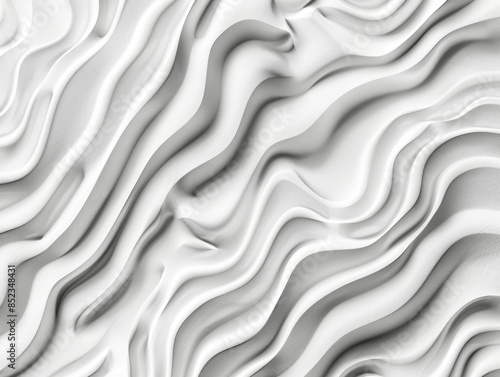 Hyperrealistic natural look White wave lines, 3d rendering abstract background with wavy texture for design and decoration. Abstract pattern in white color. Background for banner