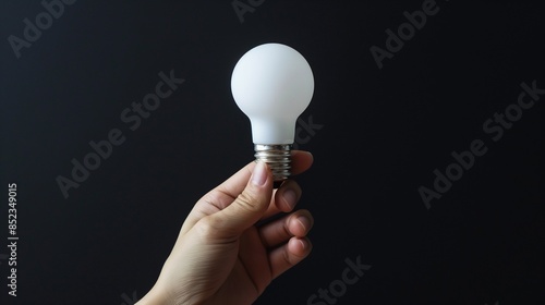 Hand holding a light bulb on a black background generate ai