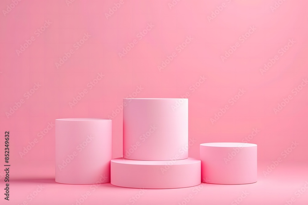 Abstract scene background. Cylinder podium on pink background. Product presentation, mock up, show cosmetic product, Podium, stage pedestal or platform Abstract scene background. Cylinder podium on pink background. Product presentation, mock up, show cosmetic product, Podium, stage pedestal or platform