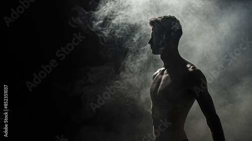 portrait of a person in foggy background