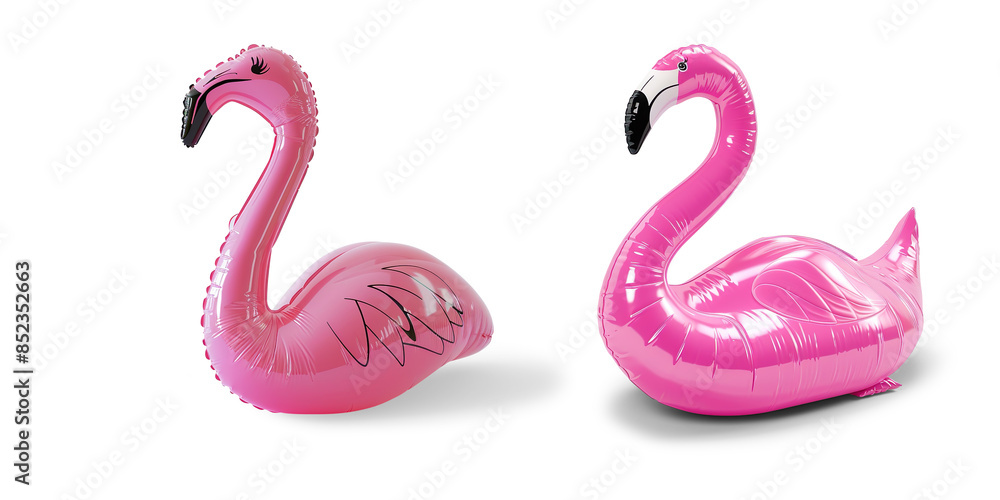 Cute inflatable pink flamingo toys isolated on a transparent background Cute inflatable pink flamingo toys isolated on a transparent background