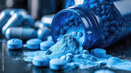 Anabolic Steroids in Blue Sports Supplements Image photo