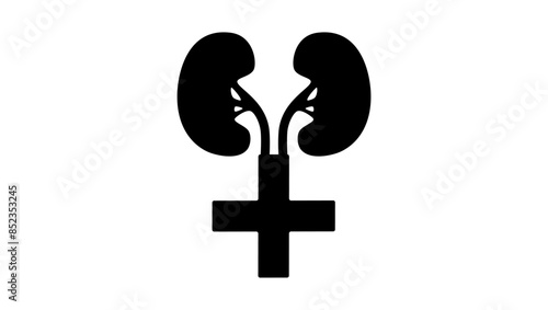 Nephrologist emblem, black isolated silhouette