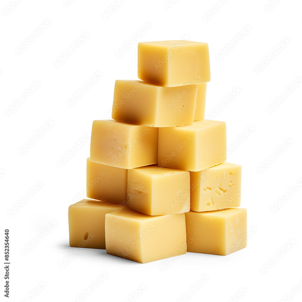 Pyramid of cheese cubes isolated on a transparent background Pyramid of cheese cubes isolated on a transparent background