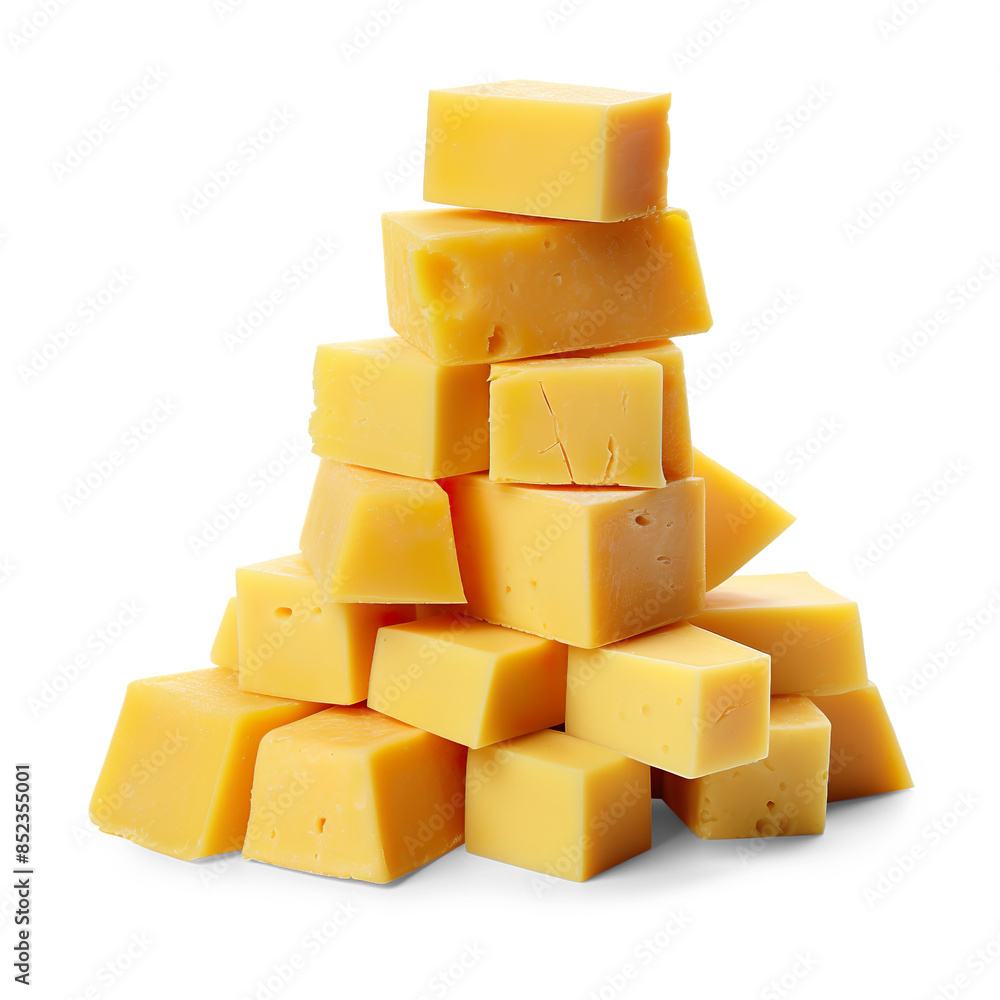 Pyramid of cheese cubes isolated on a transparent background Pyramid of cheese cubes isolated on a transparent background