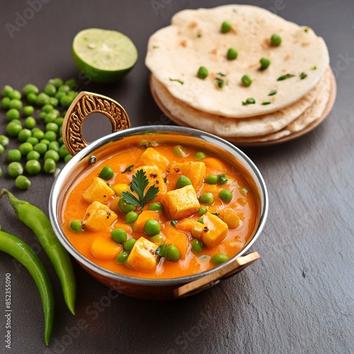 Indian delicious cuisine matar paneer photo