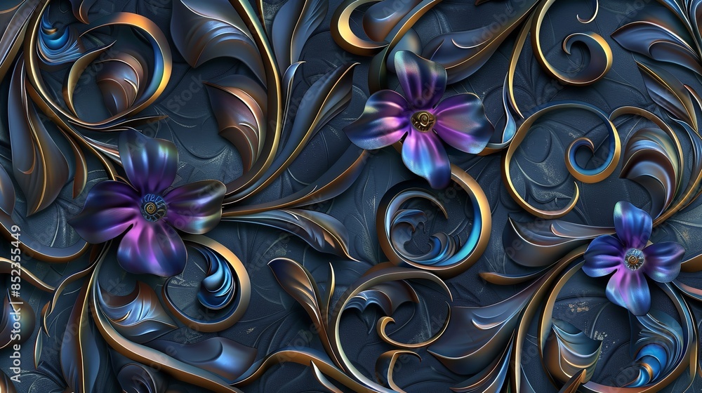 A beautiful 3d luxury floral seamless pattern A beautiful 3d luxury floral seamless pattern