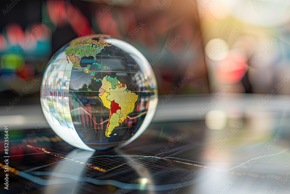 Global stock market fluctuations represented by a spinning globe Global stock market fluctuations represented by a spinning globe