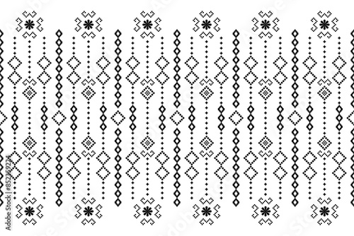Beautiful vintage cross stitch traditional ethnic pattern.floral pixel art embroidery. Elegance background abstract Aztec beautiful seamless pattern for fabric,cloth,dress,carpet,border,sarong,batik