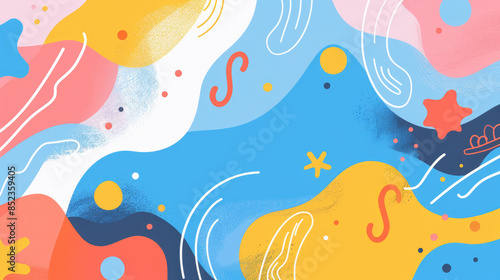 Colorful and Minimalist Abstract Summer Pattern in Flat Colors