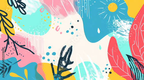 Colorful and Minimalist Abstract Summer Pattern in Flat Colors