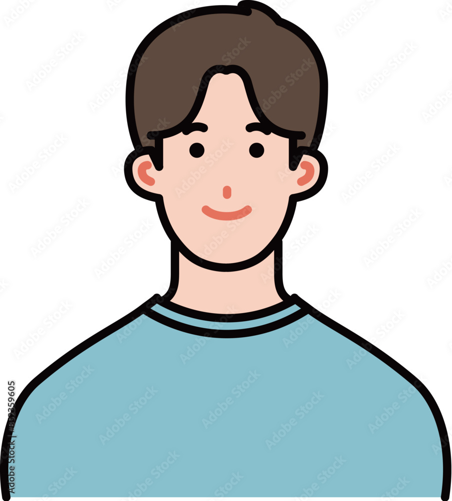 若い男性の笑顔のイラスト