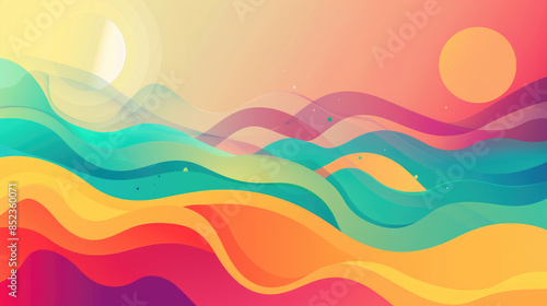 Colorful and Minimalist Abstract Summer Pattern in Flat Colors