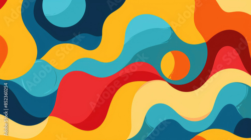 Colorful and Minimalist Abstract Summer Pattern in Flat Colors