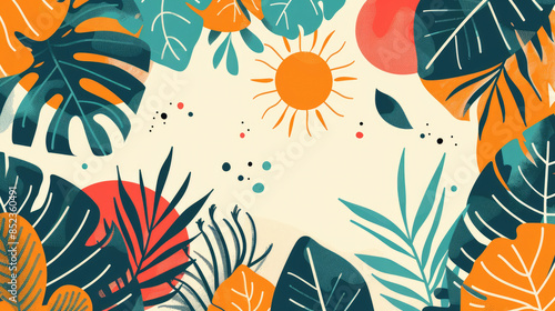 Colorful and Minimalist Abstract Summer Pattern in Flat Colors