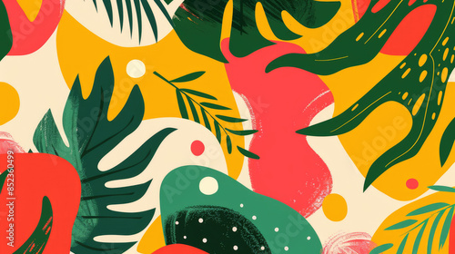 Colorful and Minimalist Abstract Summer Pattern in Flat Colors