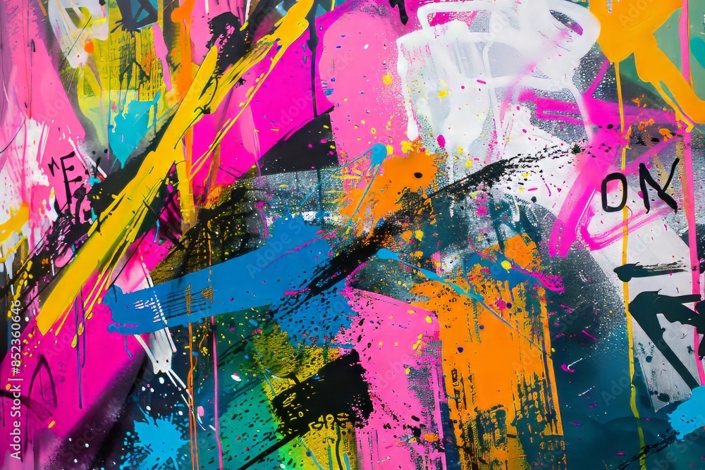 Fototapeta premium Graffiti-inspired splashes and sprays of vibrant colors