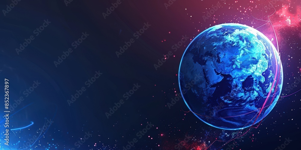 Fototapeta premium Earth in Cosmic Embrace: A Digital Canvas