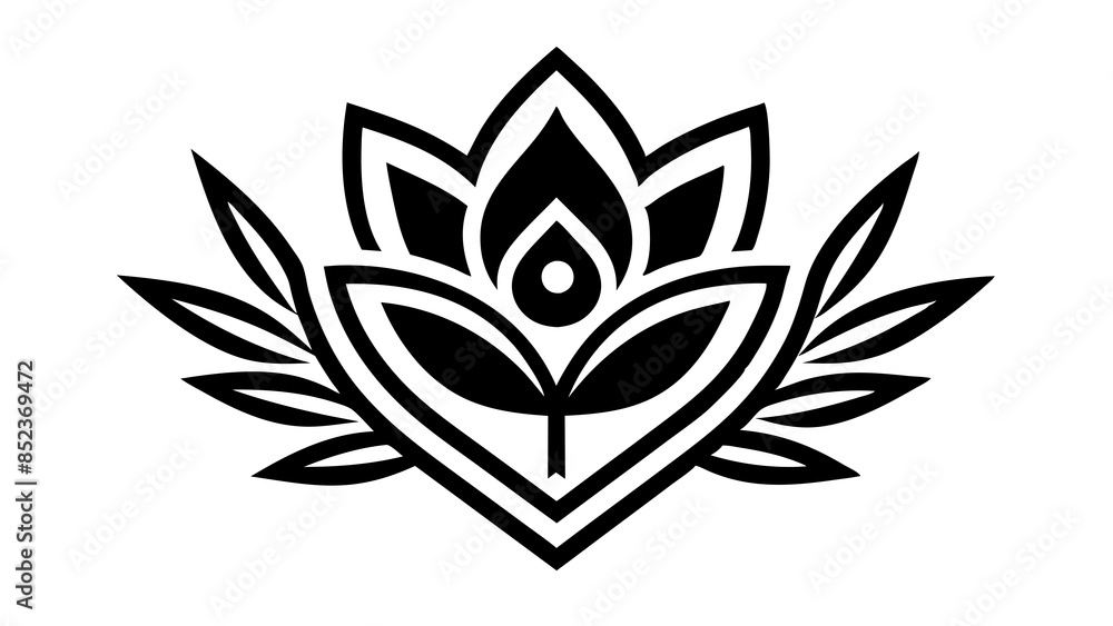 Obraz premium The corporate identity of a spa salon cosmetics brand is represented by a logo featuring a gorgeous flower, reflecting a sense of beauty and luxury.