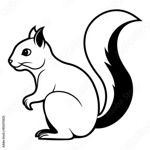 Simple Squirrel Line Art Vector Illustration  Minimalist Wildlife Design for Digital and Print.